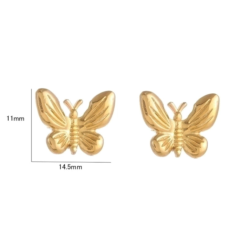 1 Pair Casual Minimalist Sunflower Heart Shape Butterfly Stainless Steel 18K Gold Plated Ear Studs