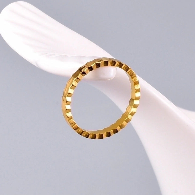 Minimalist Solid Color Titanium Steel Plating Gold Plated Rings