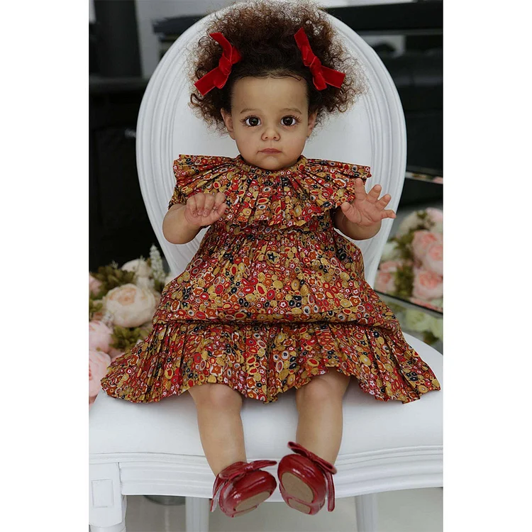 [New Series!]17"African American Realistic Reborn Toddler Baby Girl Doll Brose, Real Life Baby Dolls Set Special Birthday Gift
