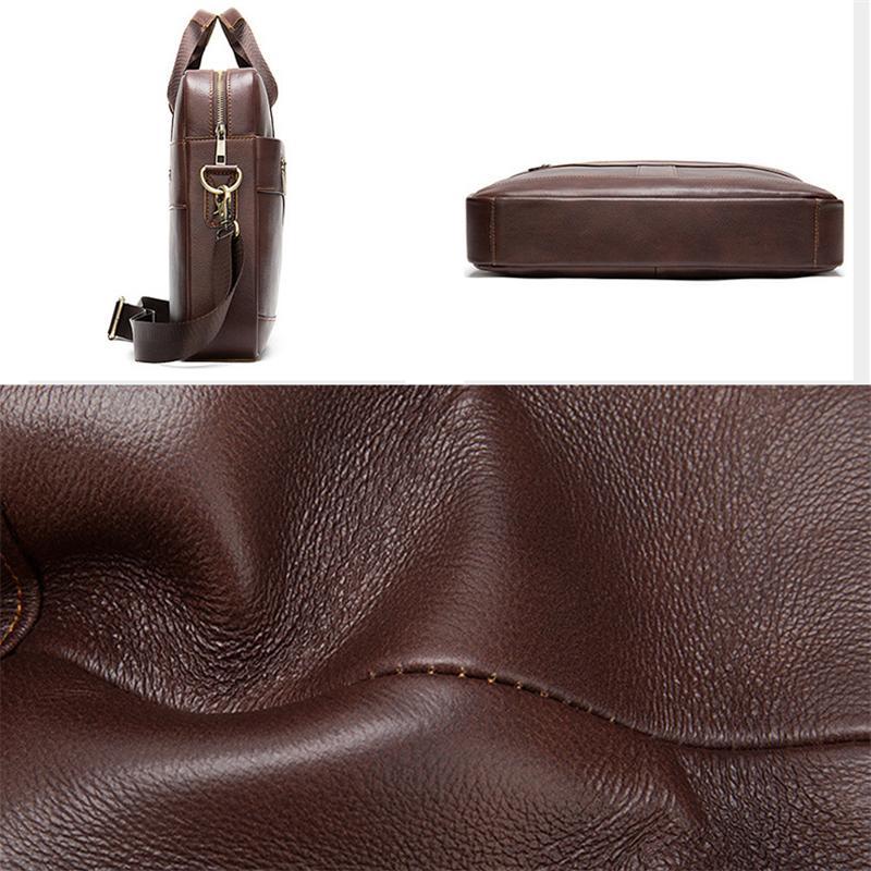 Great Quality Antique Brass Hardware Organizational Layout Leather Briefcase