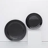 10 Pack | 8" Black / Silver Beaded Rim Plastic Dessert Appetizer Plates, Disposable Round Salad Party Plates