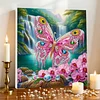 (Pre-Framed)Pink Butterfly-Special Shape Diamond Painting Kit(25x25cm)