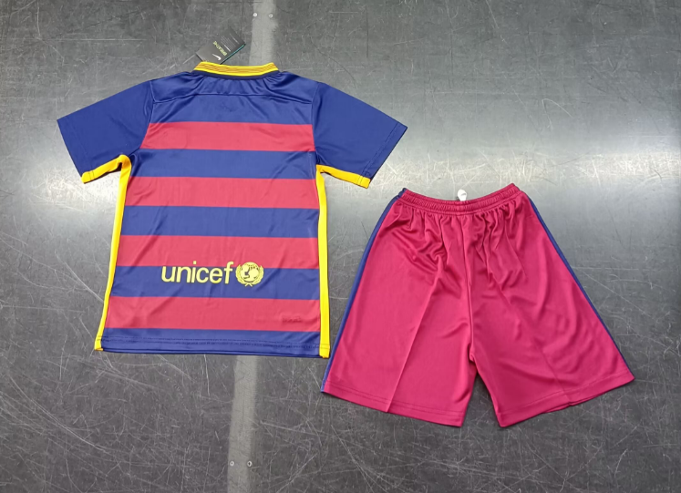 Retro 15/16 Barcelona Home Kids Kit Football Jersey Thai Quality