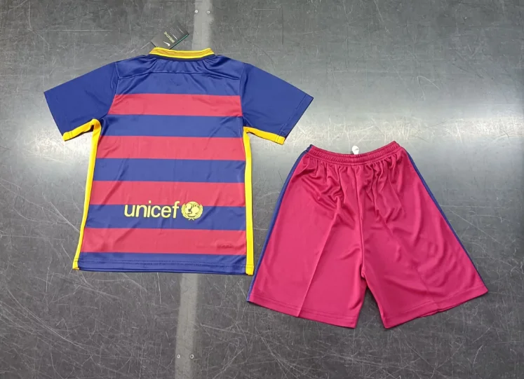 Retro 15/16 Barcelona Home Kids Kit Football Jersey Thai Quality