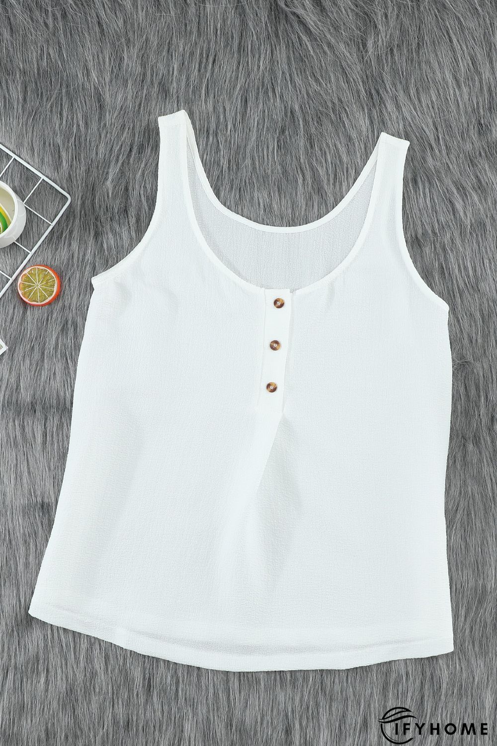 White Button Textured Tank Top | IFYHOME