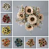 9 Stems Artificial Sunflower Bunch Autumn Home Interior Table Styling Wedding Floral Decor