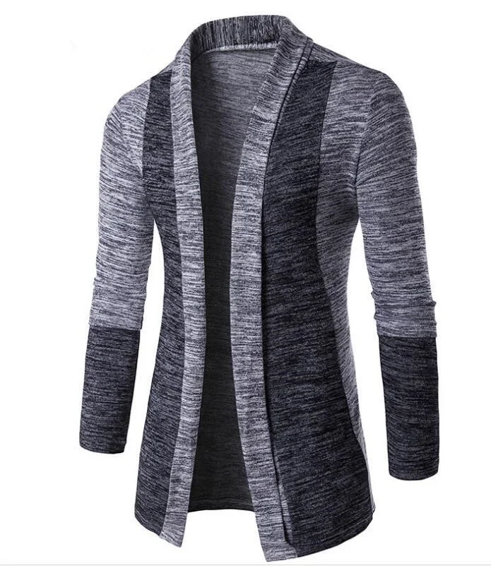 Men's Cardigan Stitching Contrast Sweater