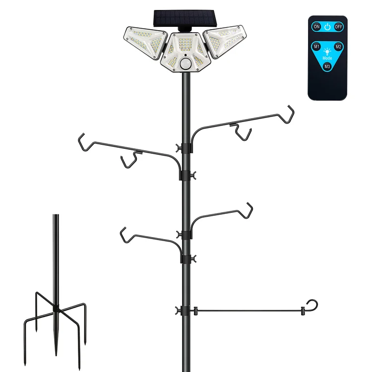 LUJOIN Solar Three-Head Light with Hook Design - Bright, Energy-Efficient Outdoor Lighting for Patio, Garden, and Yard