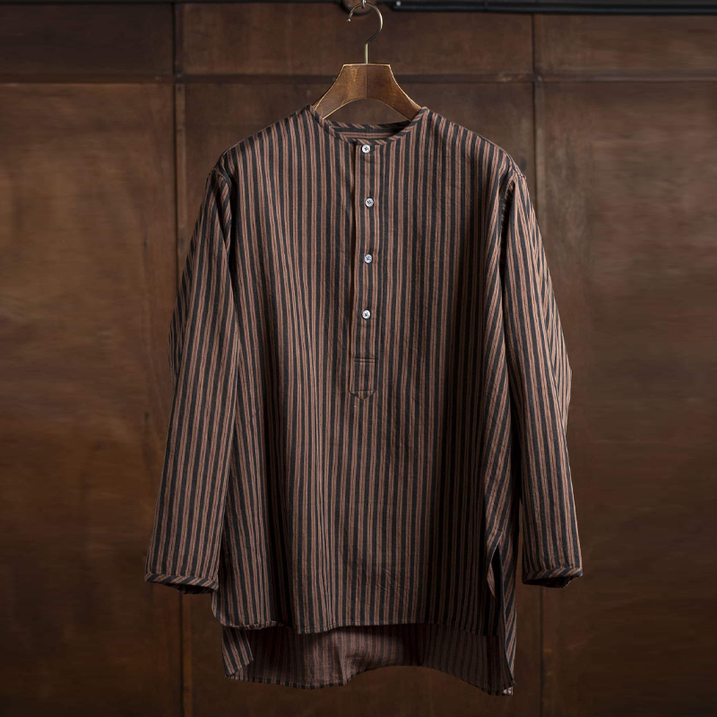Men's Vintage Loose Striped Front Shirt