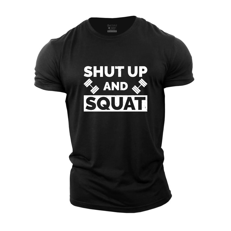 Cotton Shut Up And Squat Graphic T-shirts tacday