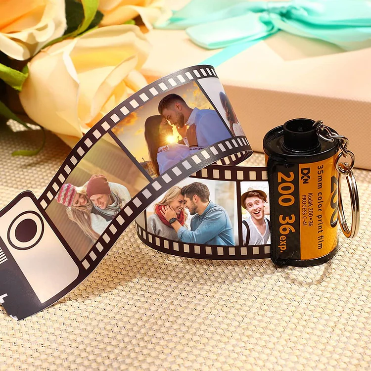 Personalized 10 Photos Keychain Film Camera Roll Romantic Gifts For Lovers