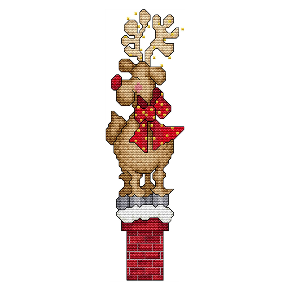 Christmas Deer Three 14CT Pre-stamped Canvas( 9*27CM) Cross Stitch