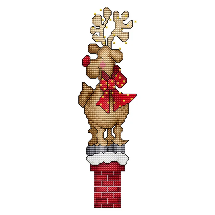 Joy Sunday Christmas Deer 14CT Stamped Cross Stitch 9*27CM