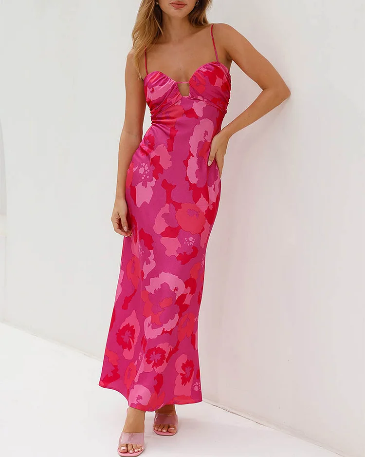 Women's fashion casual printed suspender dress