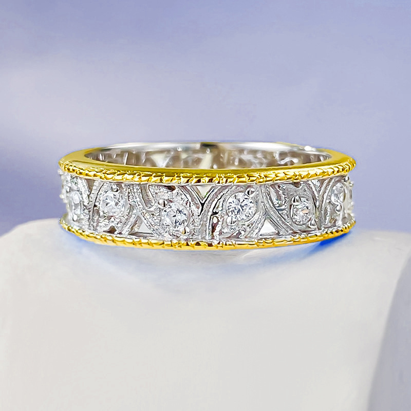 MIKAMU Jewelry S925 Sterling Silver French Lace Edge Ring - Fashionable and Romantic Floral Pattern Ring