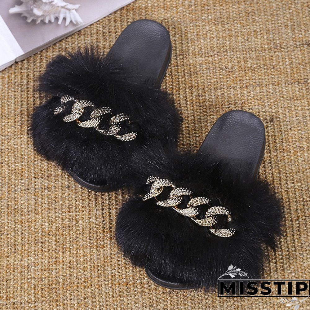 Black Fashion Casual Patchwork Metal Accessories Decoration Round Comfortable Shoes