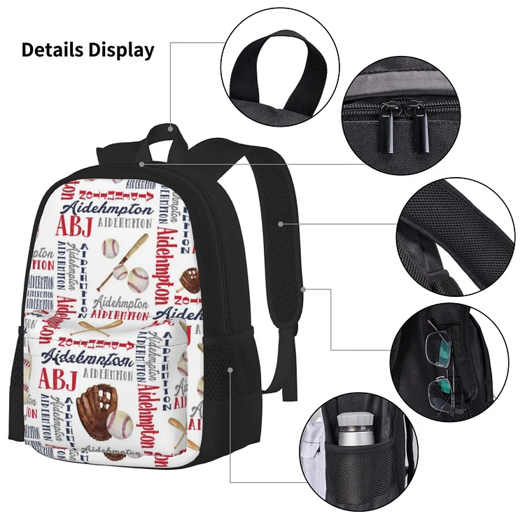 Personalized Baseball Kids School Backpack Set|S32