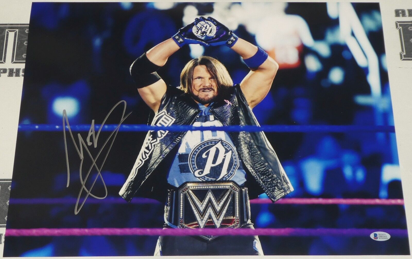 AJ Styles Signed 16x20 Photo Poster painting BAS Beckett COA WWE Title Belt Picture Autograph 4