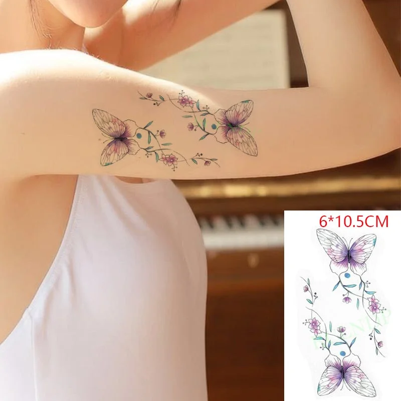 Waterproof Temporary Tattoo Sticker Small Cute Flower Plant Body Art Flash Tatoo Fake Tatto for Women Men