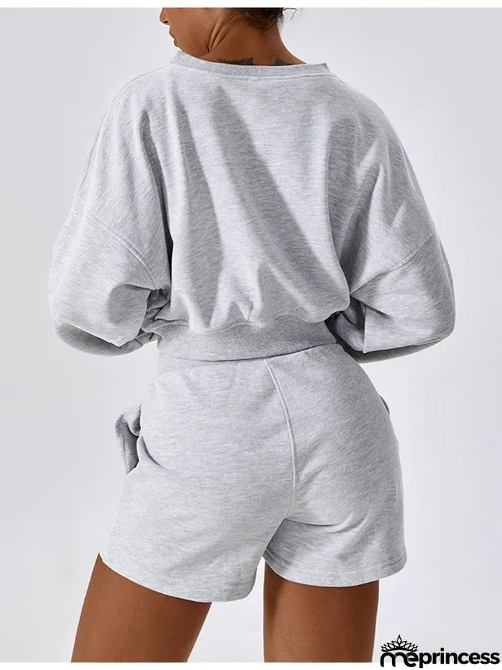 V-Neck Dropped Shoulder Sports Sweatshirt