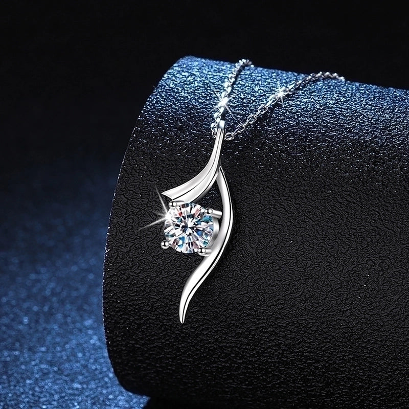 925 Sterling Silver Moissanite Plating Inlay Geometric Pendant Necklace