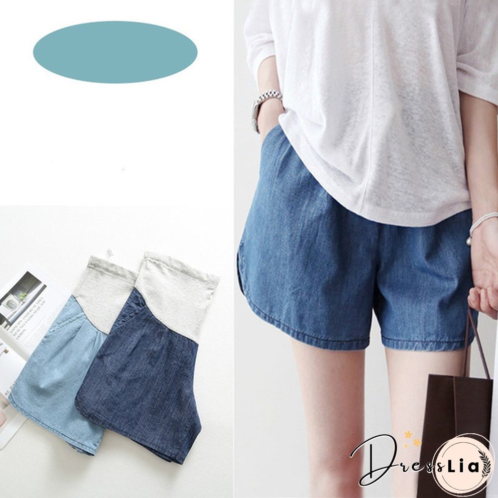 Maternity Pregnancy Women Pregnant Summer Denim Shorts Over Bump Pants Casual