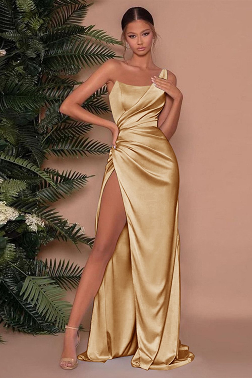 Luluslly Strapless Sleeveless Mermaid Long Prom Dress With Slit