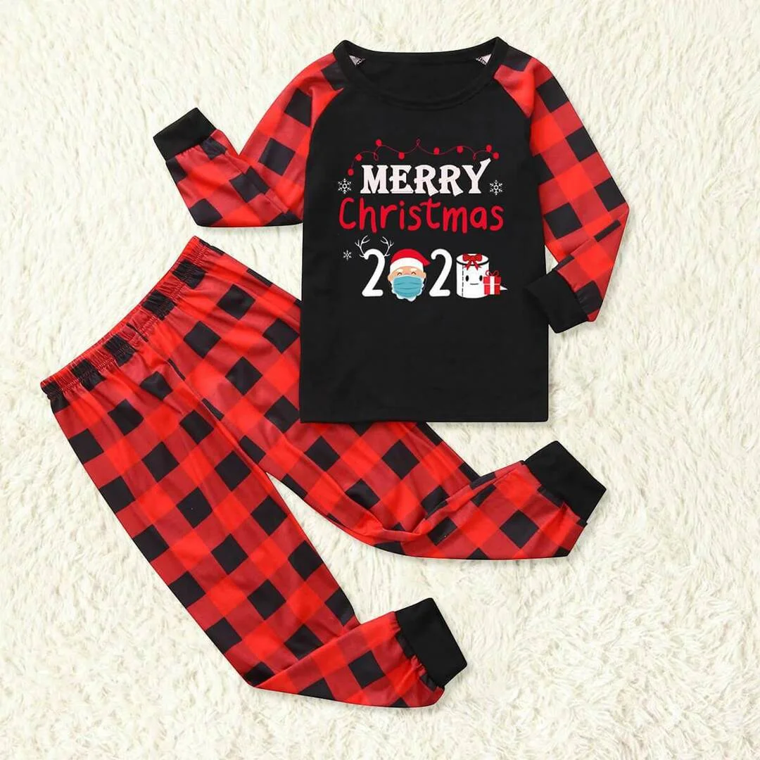 Merry Christmas 2021 Red Plaid Family Matching Pajamas Sets
