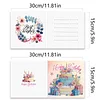 6pcs Diamond Painting Birthday Greeting Card Set with Envelope Daily Wishing Cards for Birthdays Thanksgiving & Special Occasion