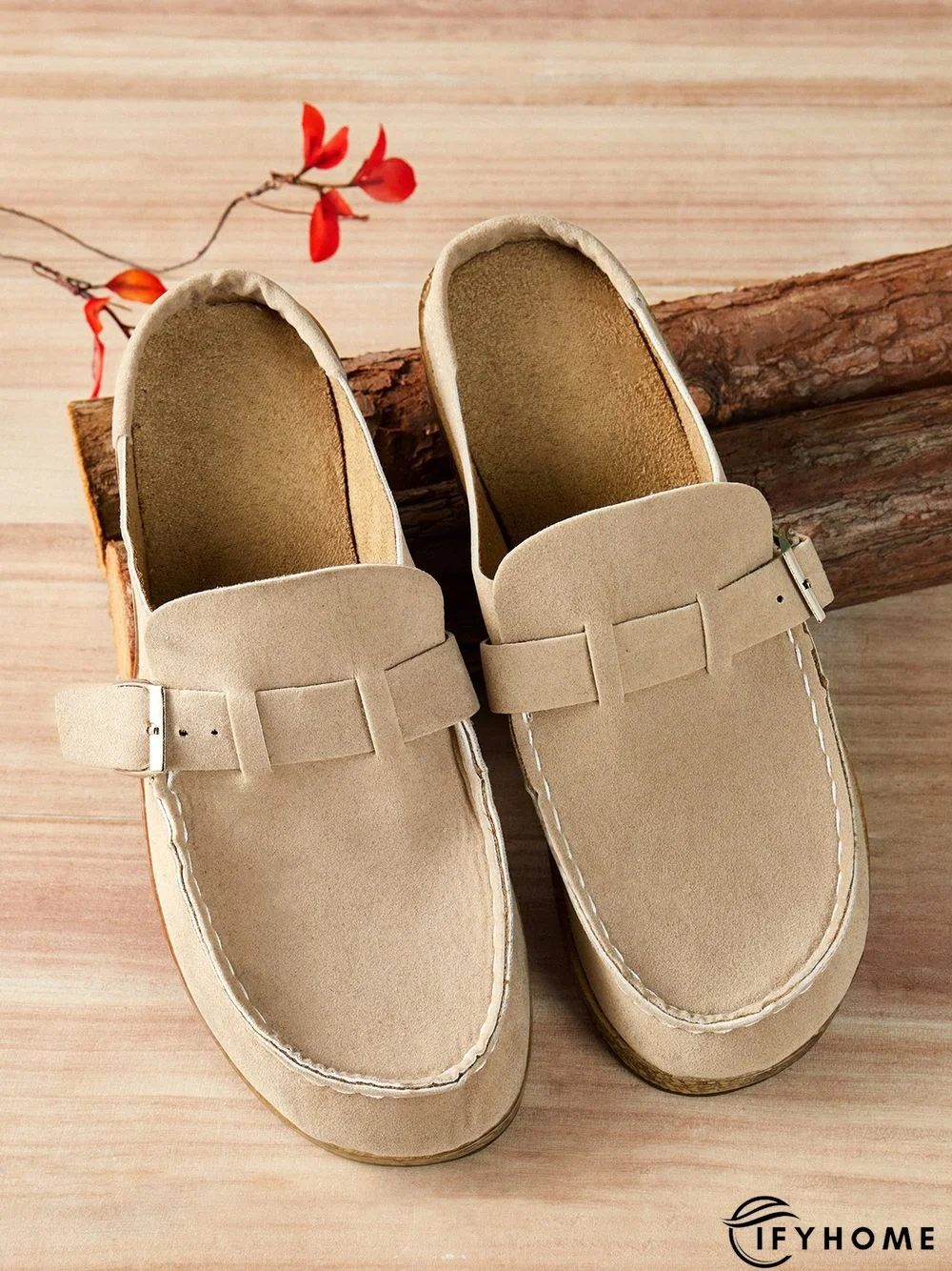 Women Soft Sole Casual Comfy Leather Slip On Sandals | IFYHOME