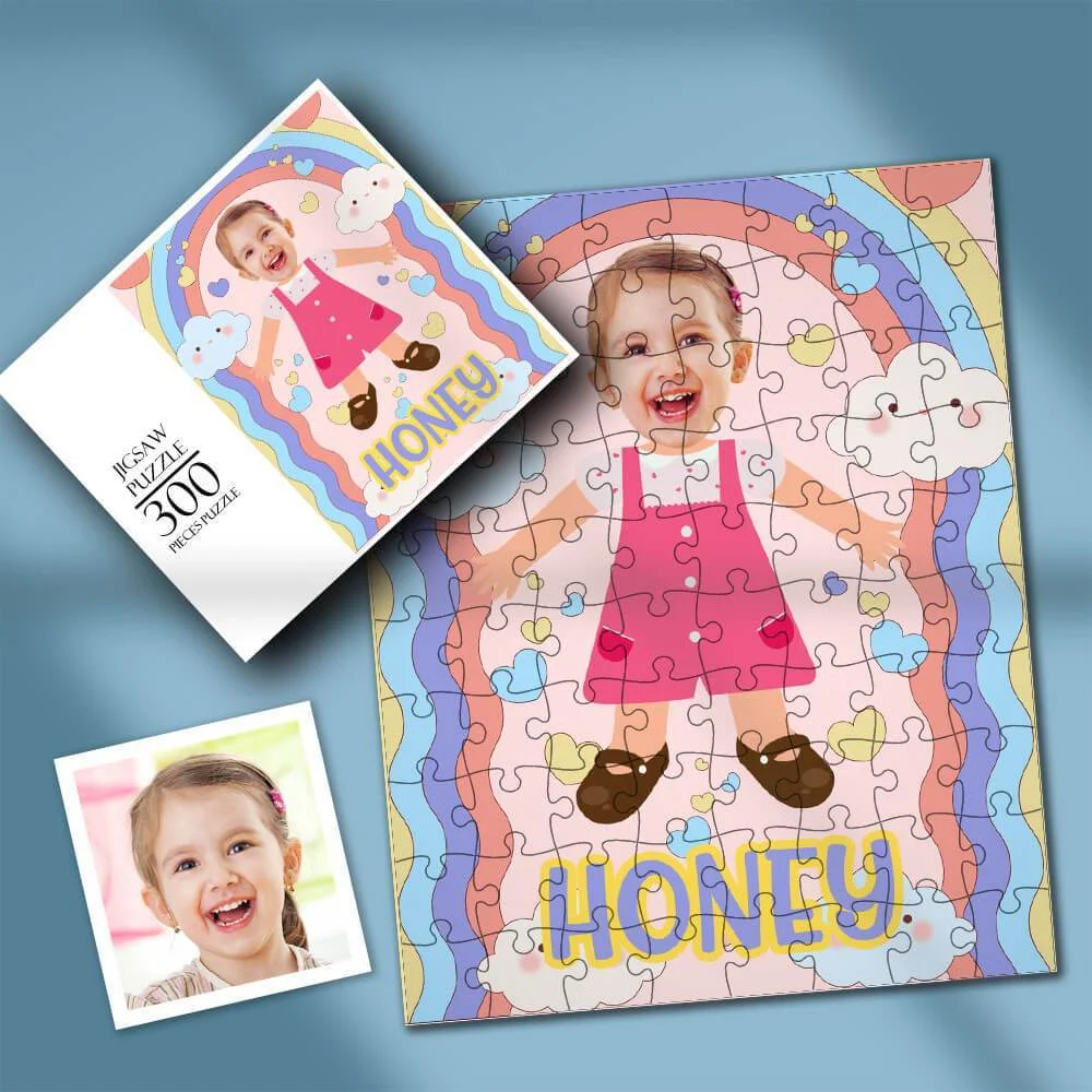 Custom Face Photo Pink Dress Style Personalized Jigsaw Puzzle - 35-1000 pieces