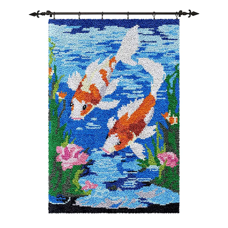 [Large Size] Two Koi Fish Swimming In The Water - Latch Hook Rug Kit veirousa