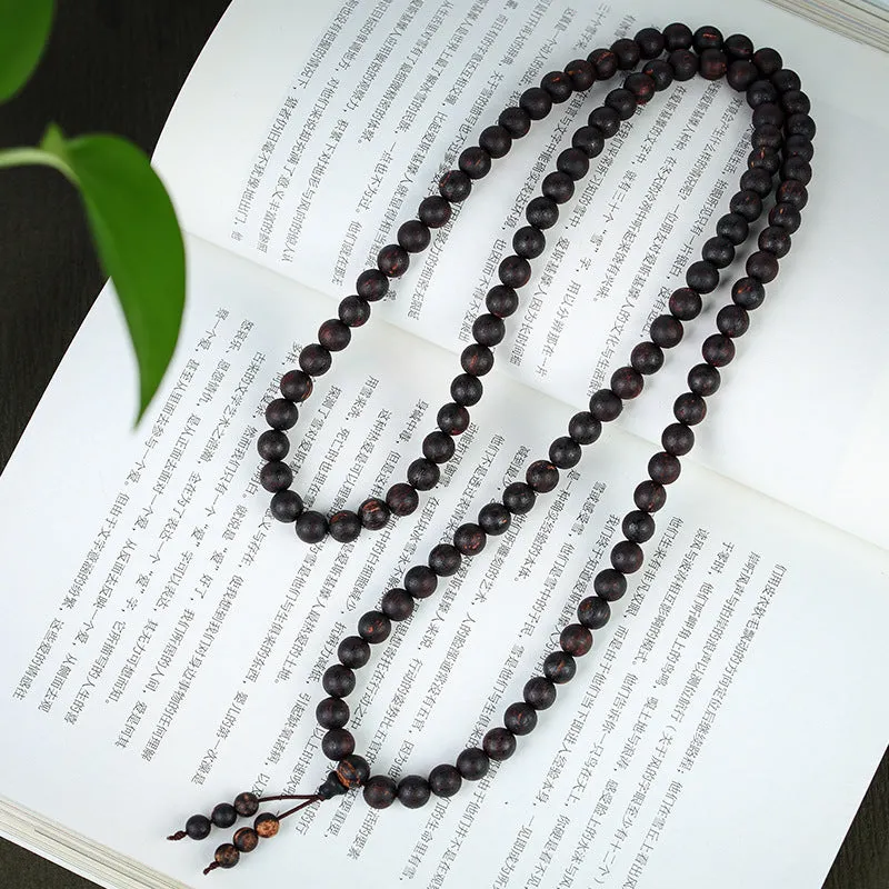Old Material Burmese Small Leaf Agarwood 108 Beads Mala Bracelet Necklace 8mm