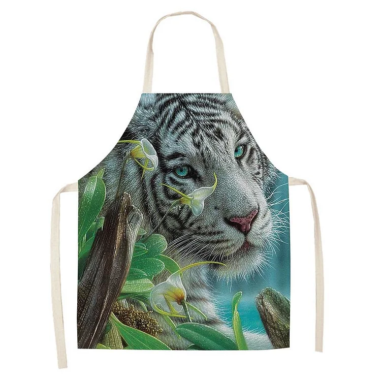 Waterproof Linen Kitchen Apron -tiger