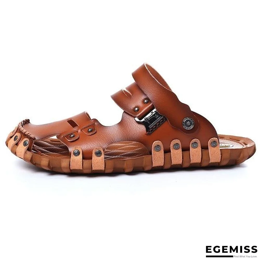Men's Roman Casual PU Leather Sandals Retro Beach Slipper Summer Shoes | EGEMISS