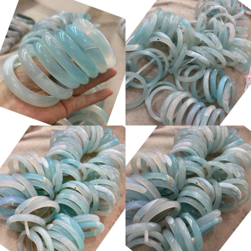Natural Agate Chalcedony Ladies Ice-like Sky Blue Jade Bracele