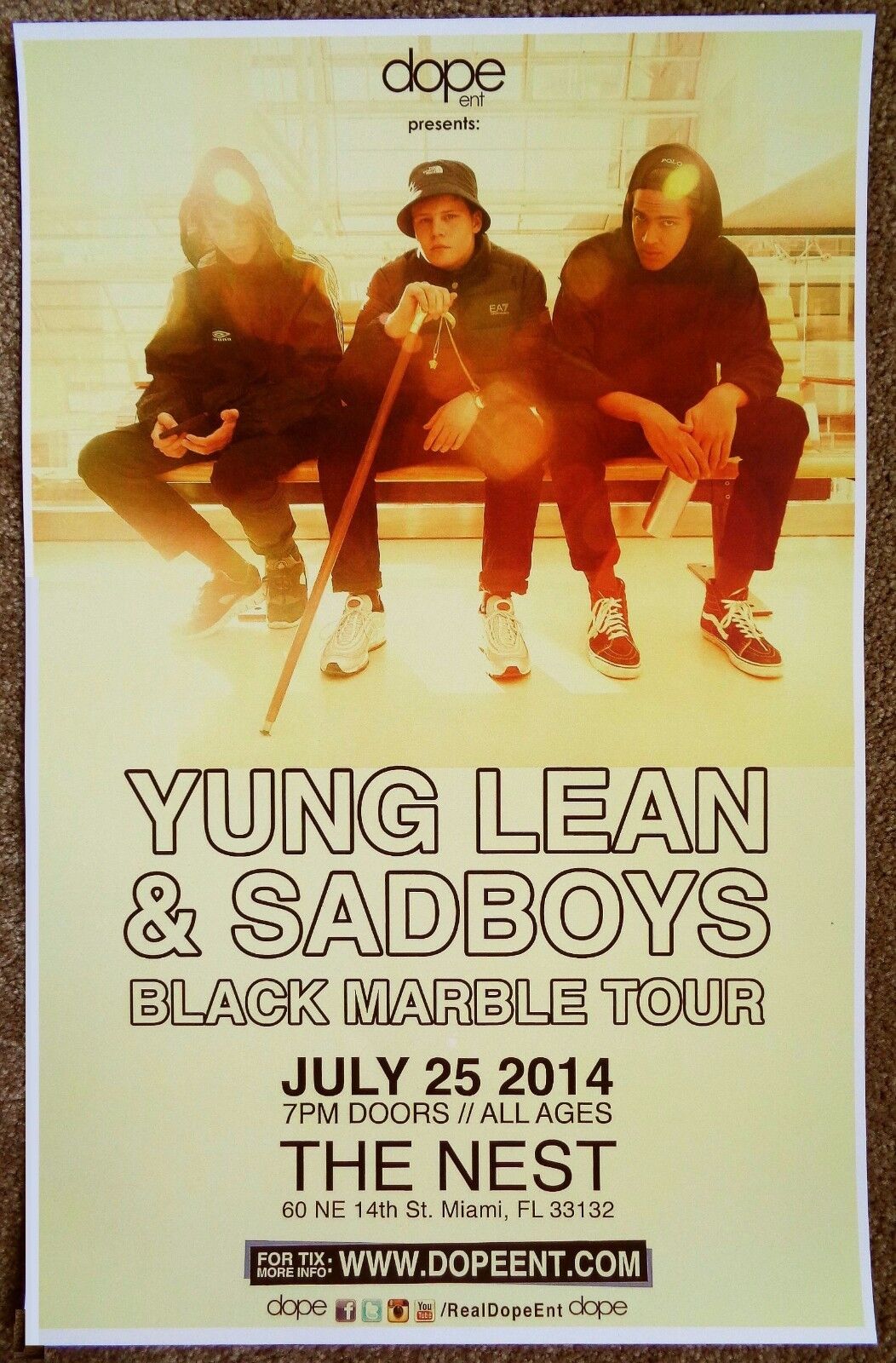 YUNG LEAN SADBOYS 2014 Gig POSTER Miami Florida Concert