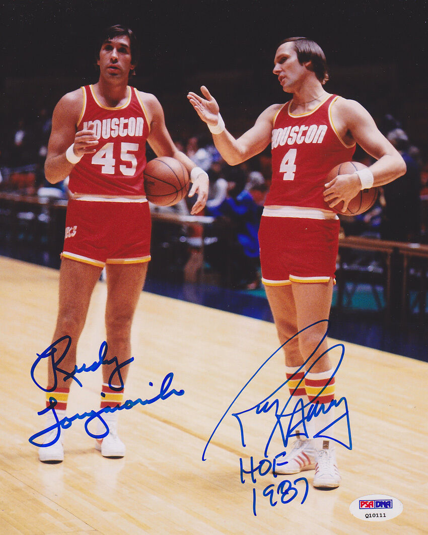 Rudy Tomjanovich & Rick Barry DUAL SIGNED 8x10 Photo Poster painting Rockets PSA/DNA AUTOGRAPHED