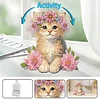 uk.everydayedeals DIY Diamond Painting Acrylic Bobble Head Decoration - Cat Pink Flower