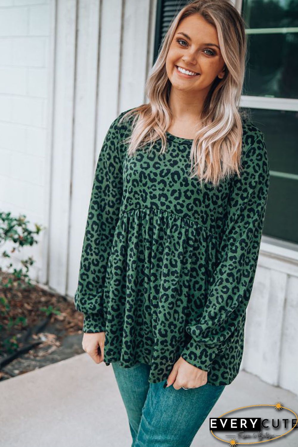 Leopard Long Sleeve Flowy Top