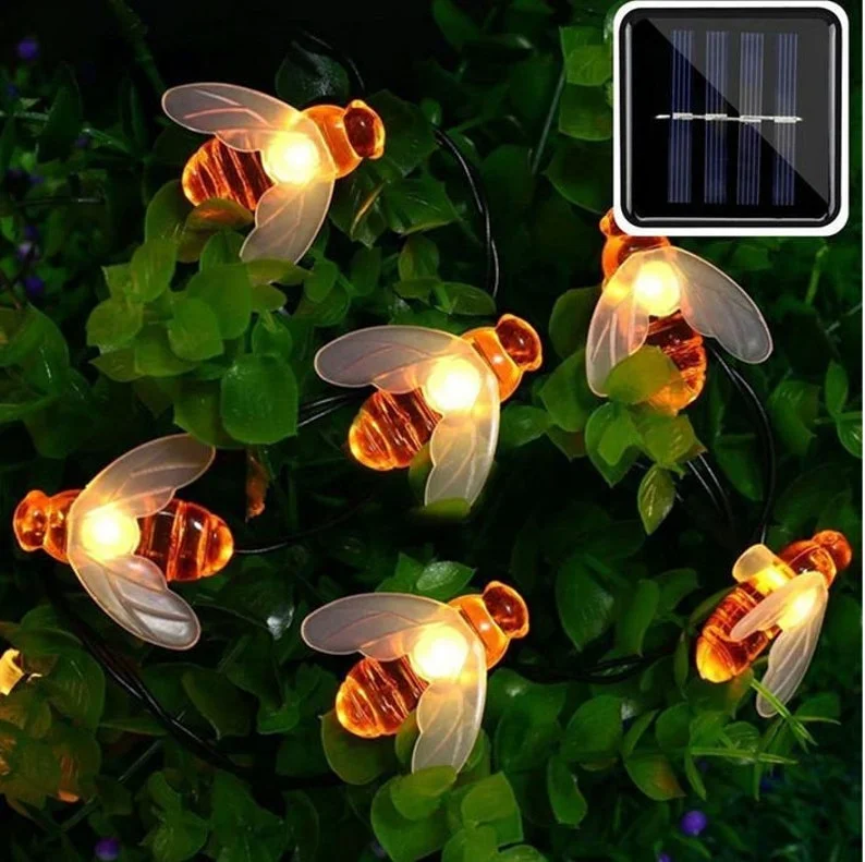 Solar Powered Honey Bee Led String Fairy Light, Christmas Lights, Garland lights, garden lights