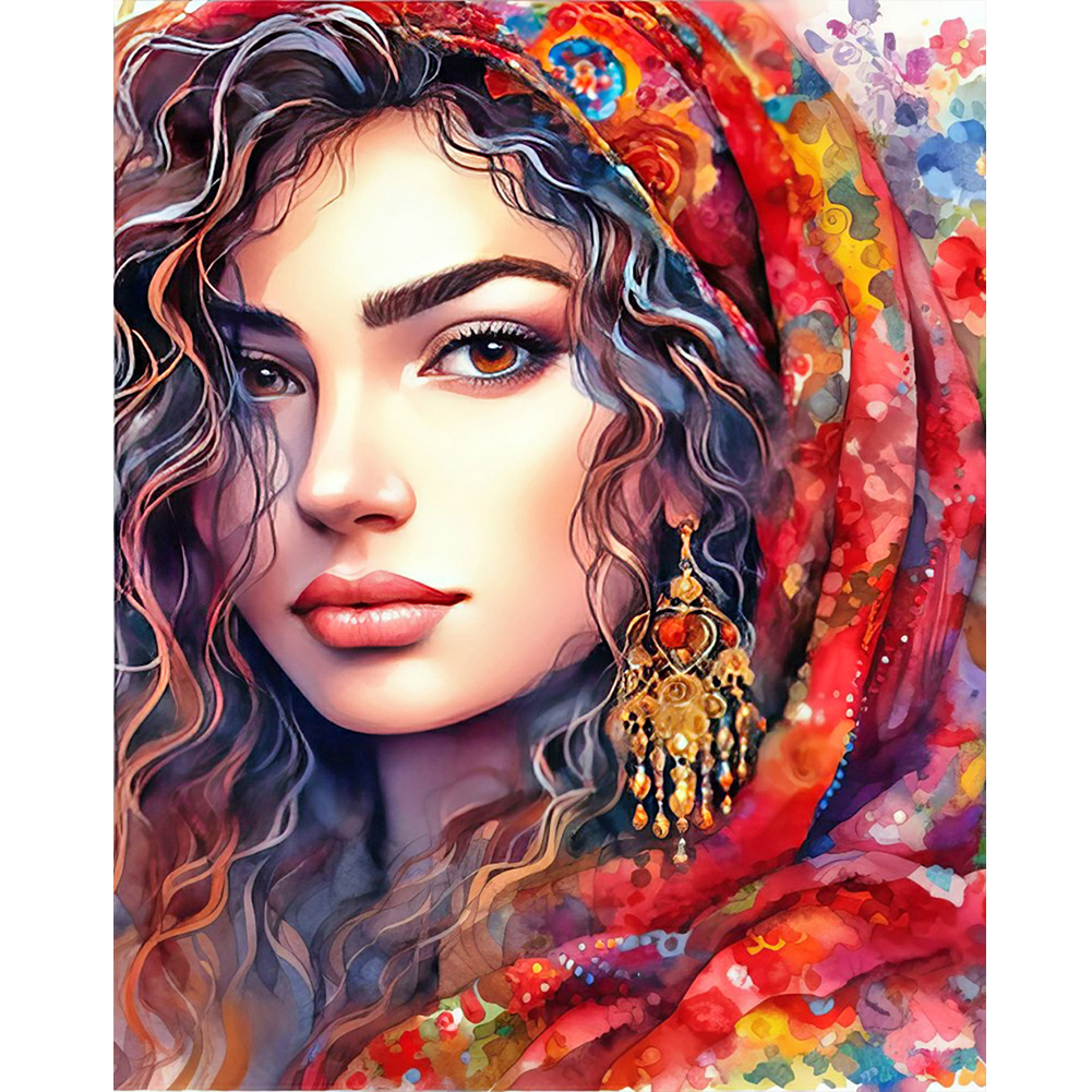 Watercolor Woman 40*50cm(canvas) full round drill diamond painting