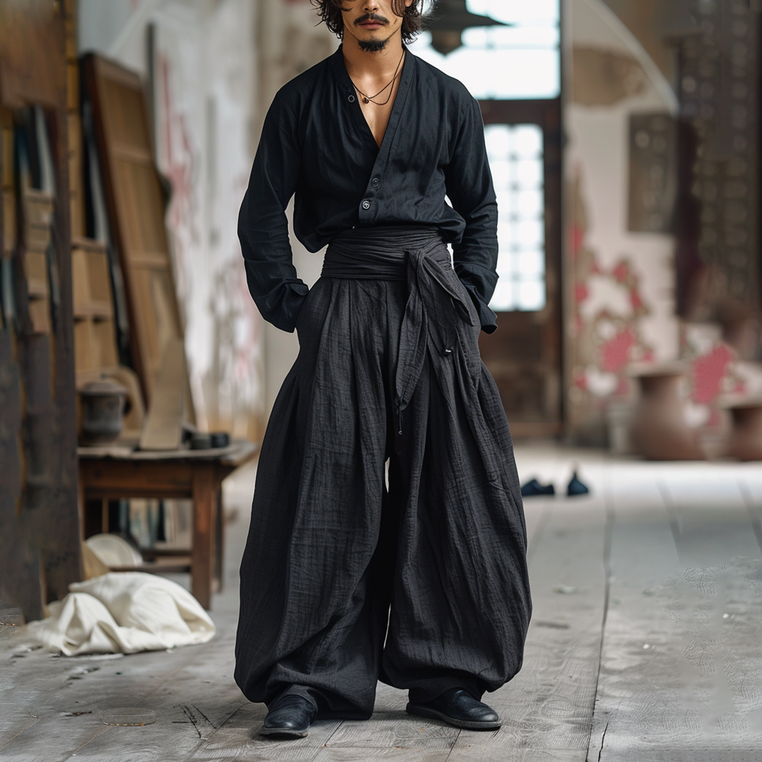 Men's Linen Tulum V-Neck Shirt