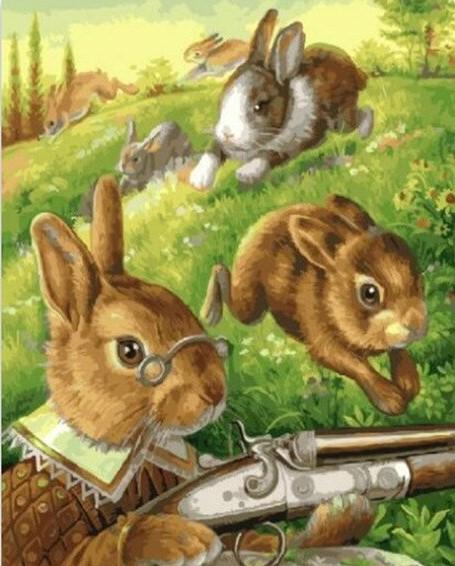 

Hunter Rabbits – Paint By Numbers - 40*50CM, 501 Original