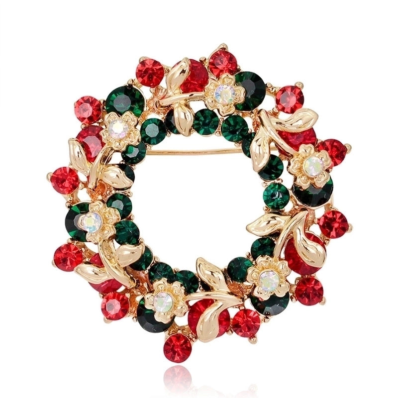 Fashion Pin Santa Claus Star Elk Alloy Plating Rhinestones Women’S Brooches