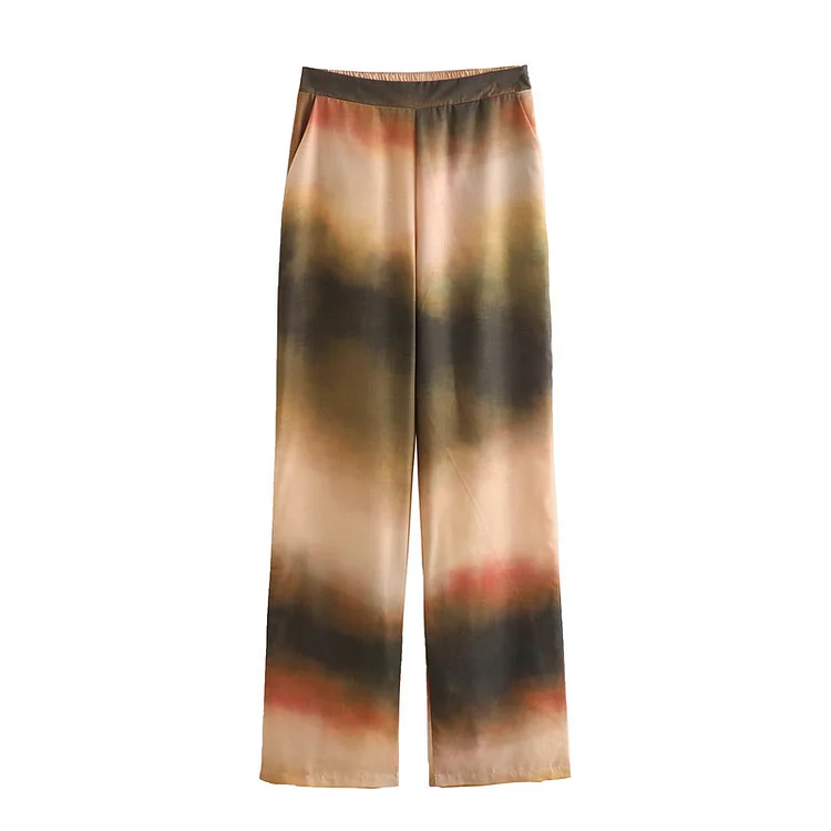 Ombre Printed Shirt and Pants Two Piece Set Flaxmaker