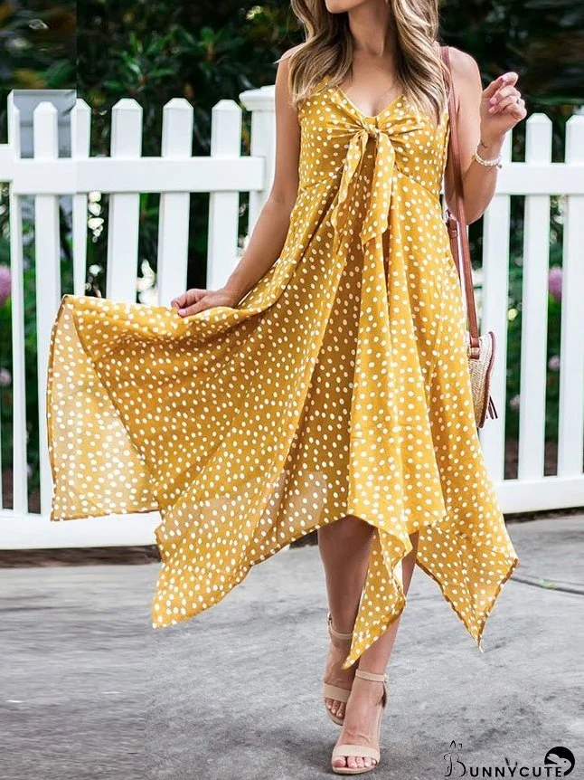 Dresses Polka Dot Print Sling Irregular Dress for Women