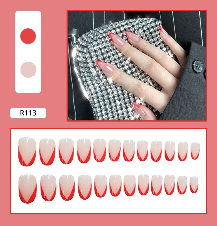 French V Simplicity Elegant Trapezoidal Wearable Fake Nails-Nail Inspo