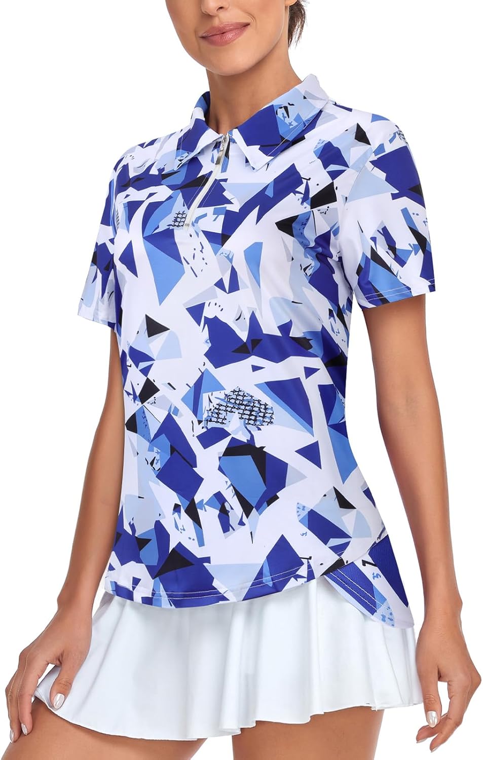 Women's Golf Polo Shirts Short Sleeve Quarter Zip Pullover Moisture Wicking Workout Tops