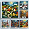 (Multi Style)Colorful Houses-Full Embroidery 2 Strands 14CT Counted Cross Stitc-40*40CM